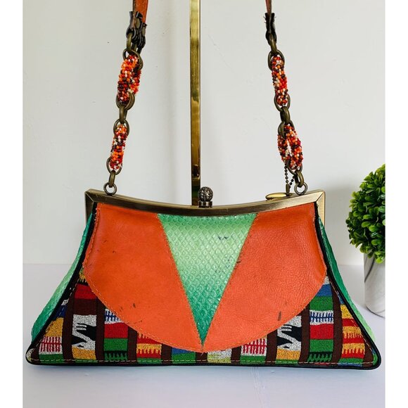 Mary Frances Shoulder Bag Boho Festival Beaded Embroidered Vibrant Small Stunner - Picture 9 of 15